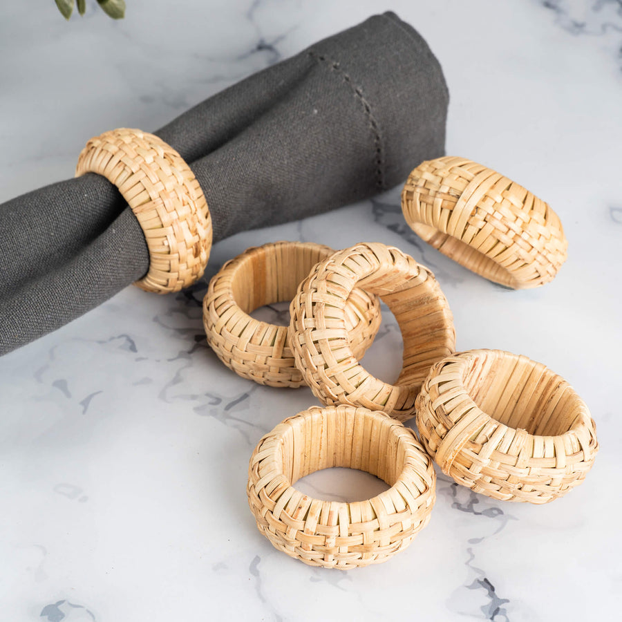 Raffia Natural Napkin Rings, Set of 6